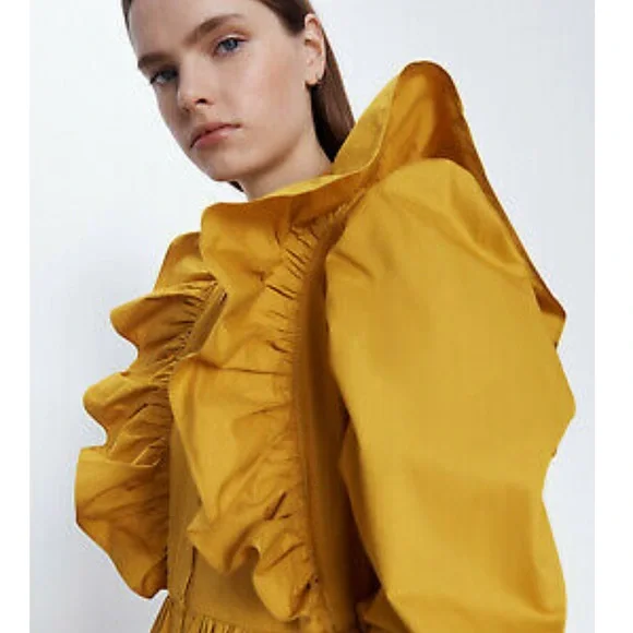 New ZARA RUFFLED VOLUMINOUS DRESS - Picture 11 of 17